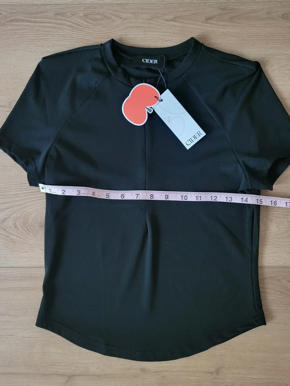 Cider Black Top Zipper V-neckline Ribbed Large Nwt Tshirt Tee Shirt Sporty Slim - Picture 5 of 6